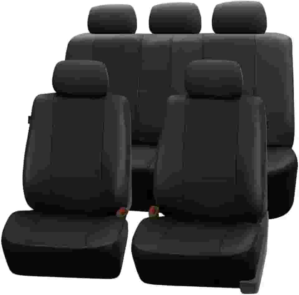 Jogo de Capa em Couro Para Banco Carro Automotivo em Couro (Sandero Stepway, Preto)