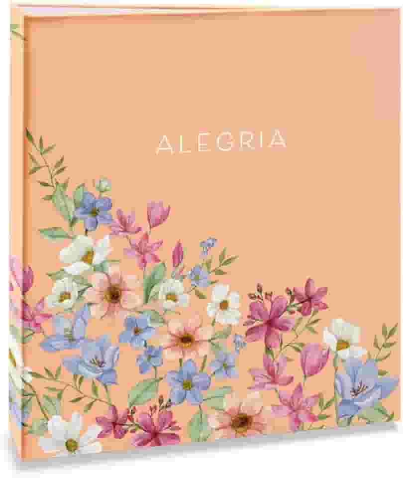 Álbum de fotos Ical, encadernação tradicional, para 120 fotos 10x15cm - envelope plástico transparente - linha Floral - modelo floral suave - alegria - 326