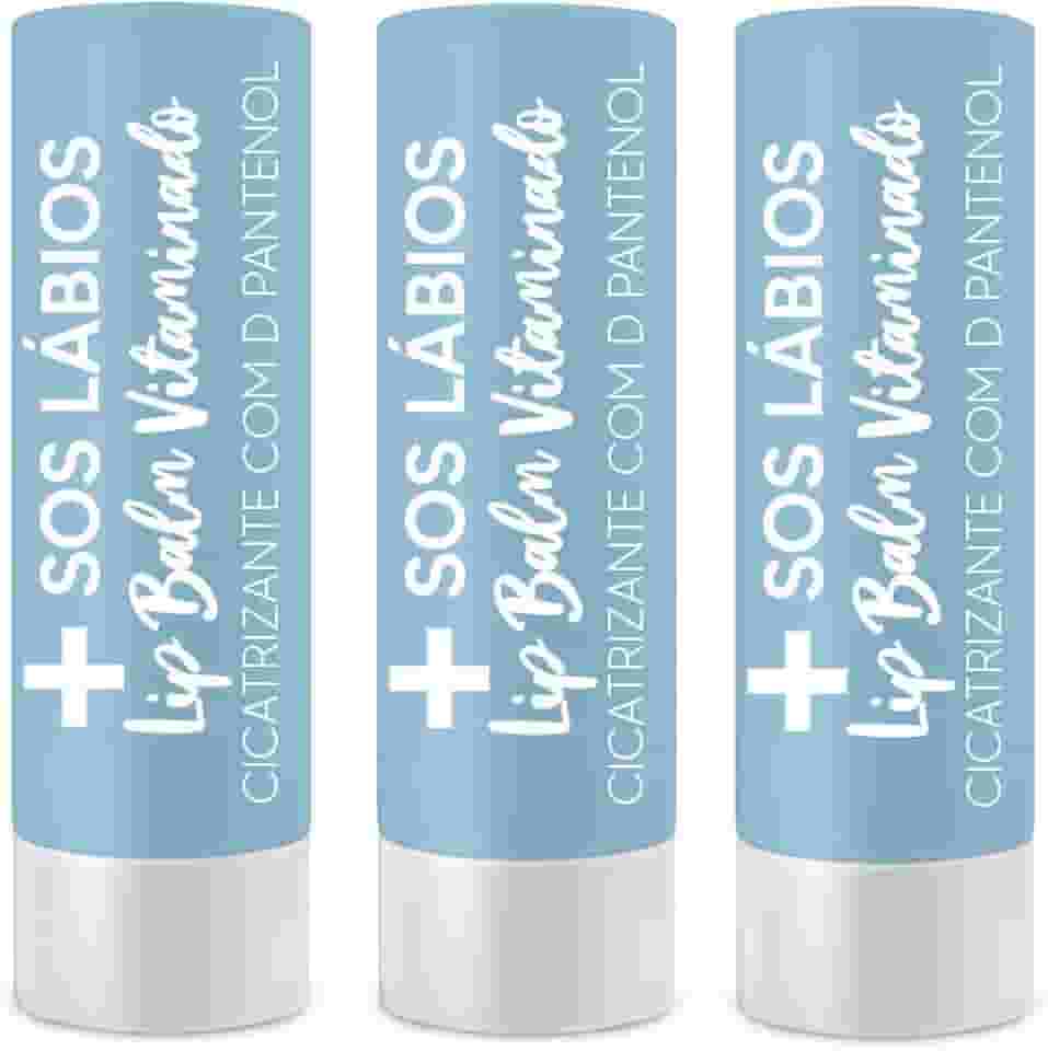 Kit 3 unidades - SOS Lábios Lip Balm Vitaminado 3, 5Gr Top Beauty, Top Beauty