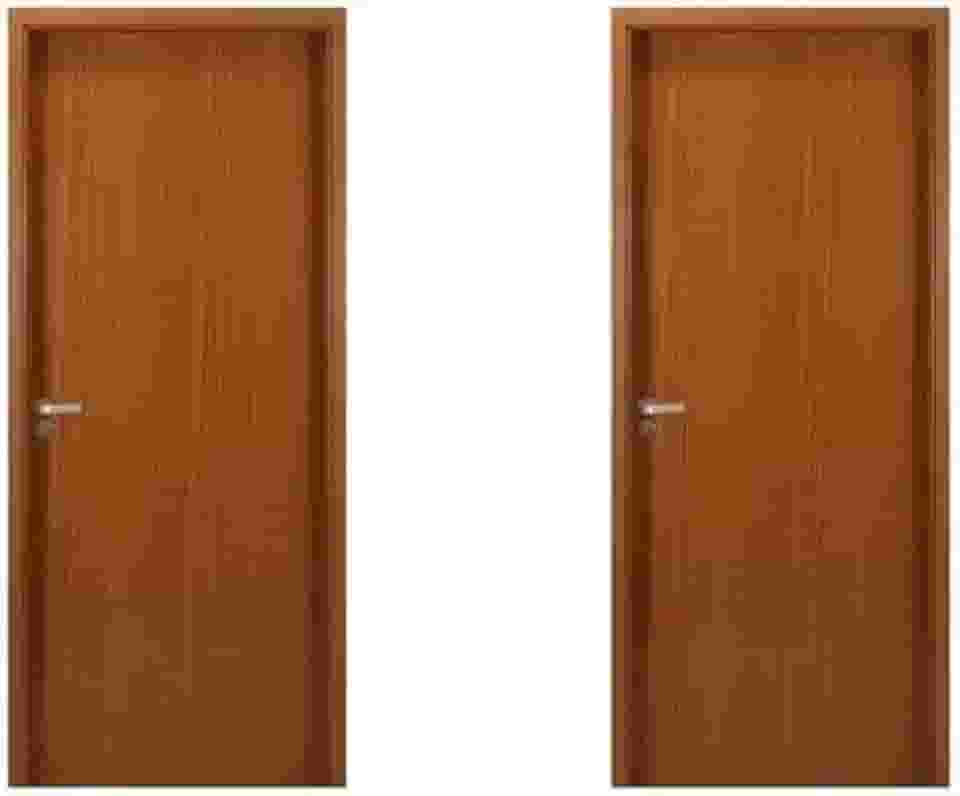 2 Kits Porta de Madeira Lisa 215x74cm com Batente de Mdf Ultra 10cm Melamínica Mogno