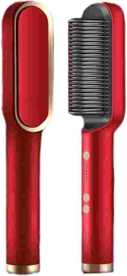 Escova Alisadora Bivolt 5 Em 1 - Alisa, Hidrata, Modela, Alinha E Anti-Frizz(Vermelho)