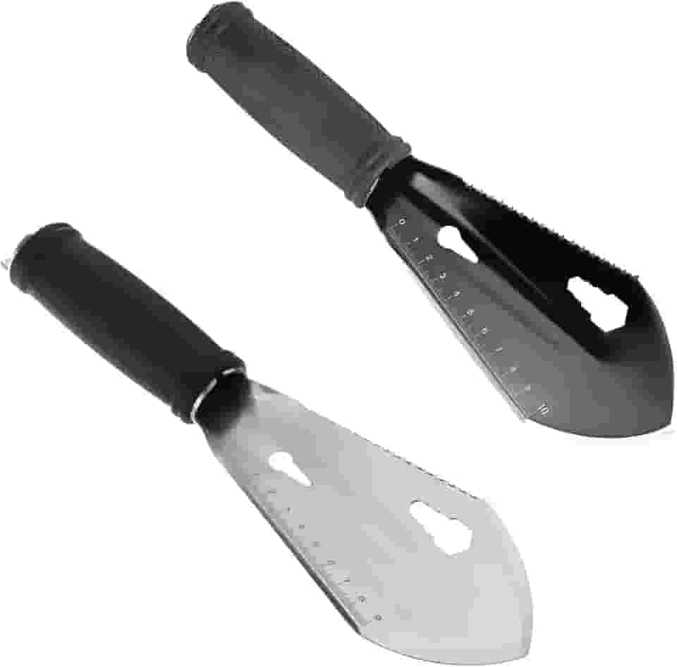 Pá Multifuncional de Aço Inox, Kit com 2 Peças para Camping e Jardinagem