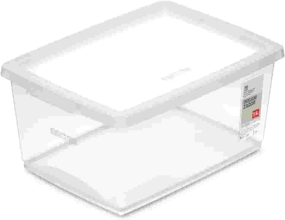 Ordene - Caixa Organizadora Plástica de 7,5 Litros com Tampa, Cor Cristal, Linha My Closet