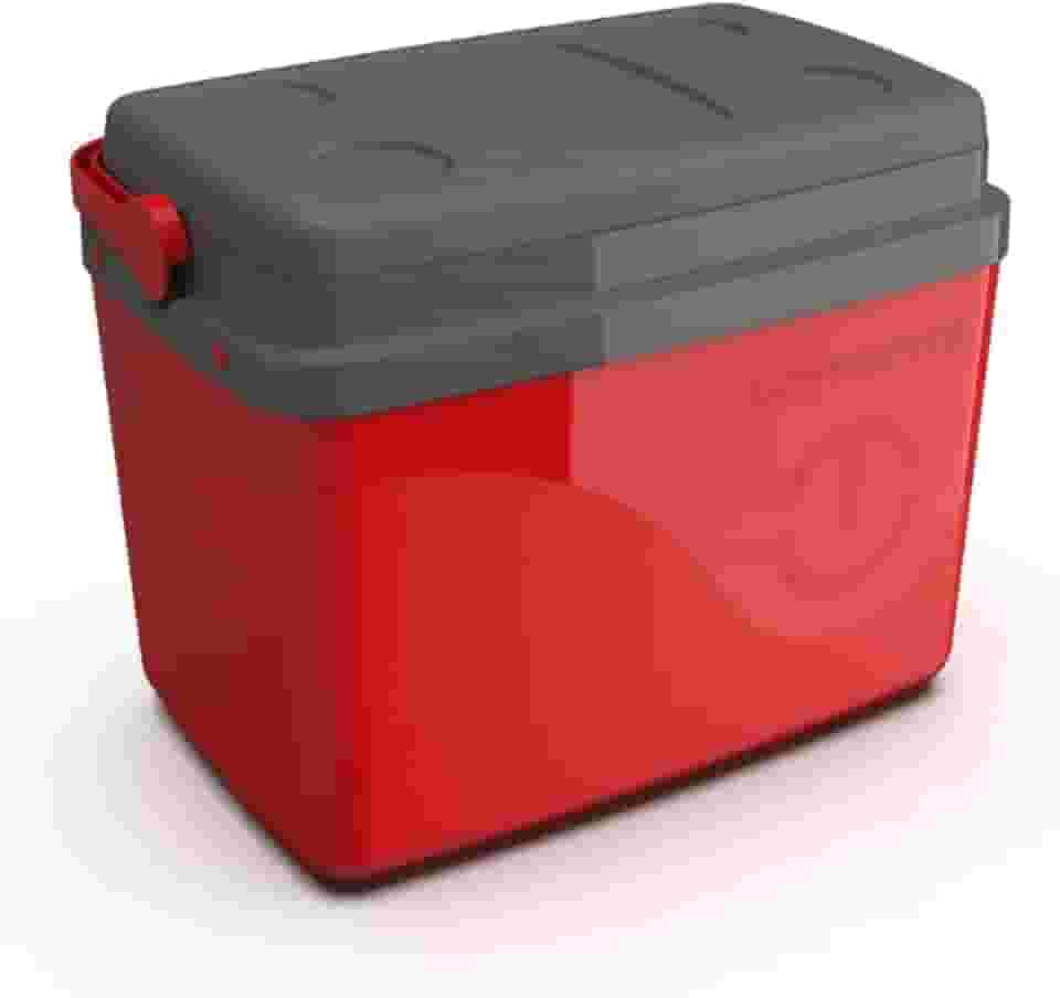 Cooler Térmico 7,5 Litros, Capacidade 12 Latas, Vermelho, Polipropileno, 24x32x19cm, com Tampa Dupla e Porta Copos