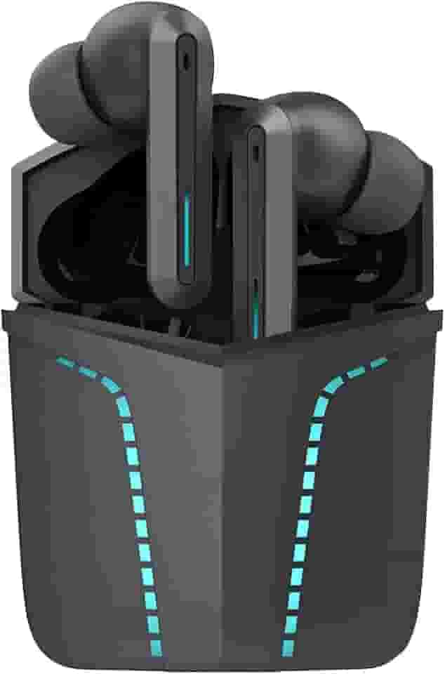 WB Fone de ouvido Bluetooth 5.1 In-ear sem fio Gamer Sentinel TWS Preto com luzes de LED, modo jogo, som 360° e Super Bass, 20 horas de bateria, proteção IPX4 e controle sensível ao toque