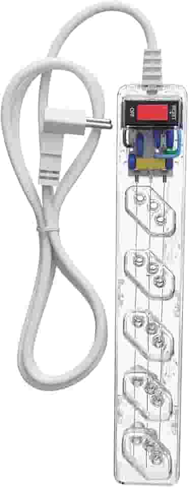 Filtro de Linha Energia 5 com Proteção contra Surtos Elétricos(DPS) LCF 5 Tomadas, 3 Pinos, 10 Amperes para PC, Notebook, Roteador, Monitor, Impressora, PS5, Alexa e etc, Bivolt, Cabo de 1m