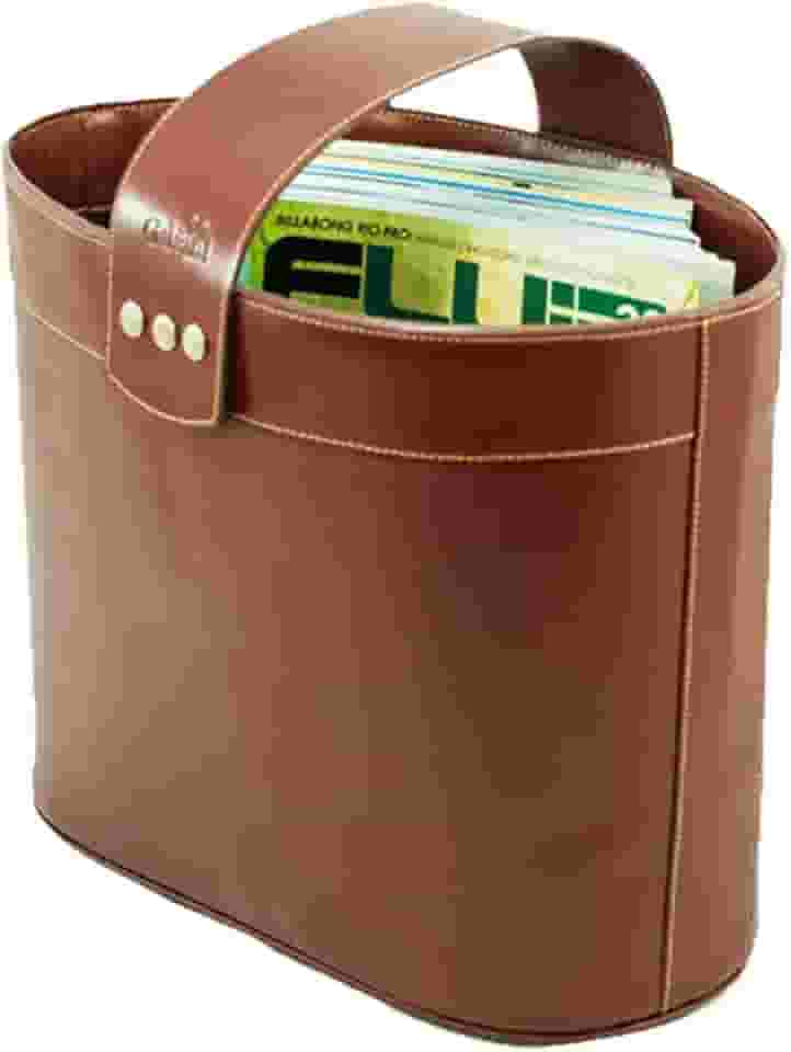 Porta Revista / Revisteiro LUX em Couro (Pinhão)