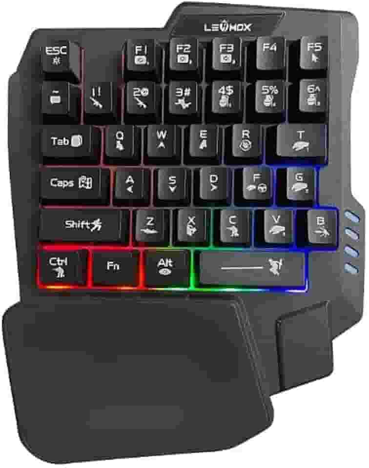Teclado Gamer Single Handed Profissional, Semi Mecânico RGB, Design Compacto, LED Personalizável, Compatível com PC