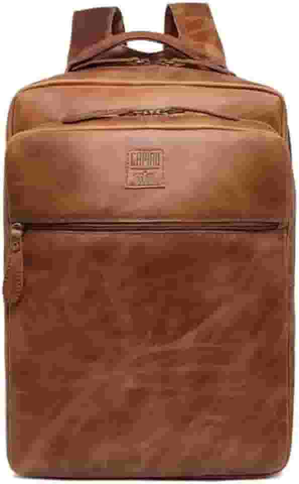 Mochila Capiau de Couro Legítimo Vintage Executiva para Notebook, Trabalho e Viagem