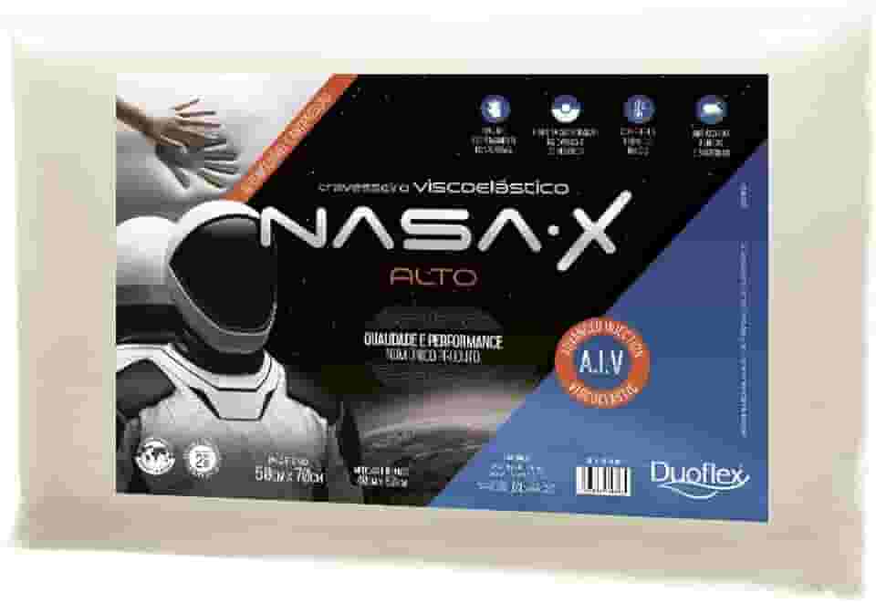 Travesseiro Nasa-X Alto, Duoflex, 100% Algodão, Bege, Para Fronha 50Cmx70Cm