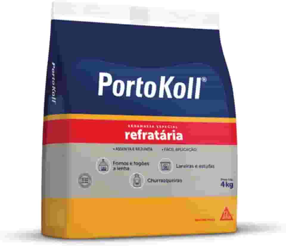 PortoKoll – Argamassa Especial Refratária PortoKoll Cinza – Ótima performance – Fácil de usar – 4KG