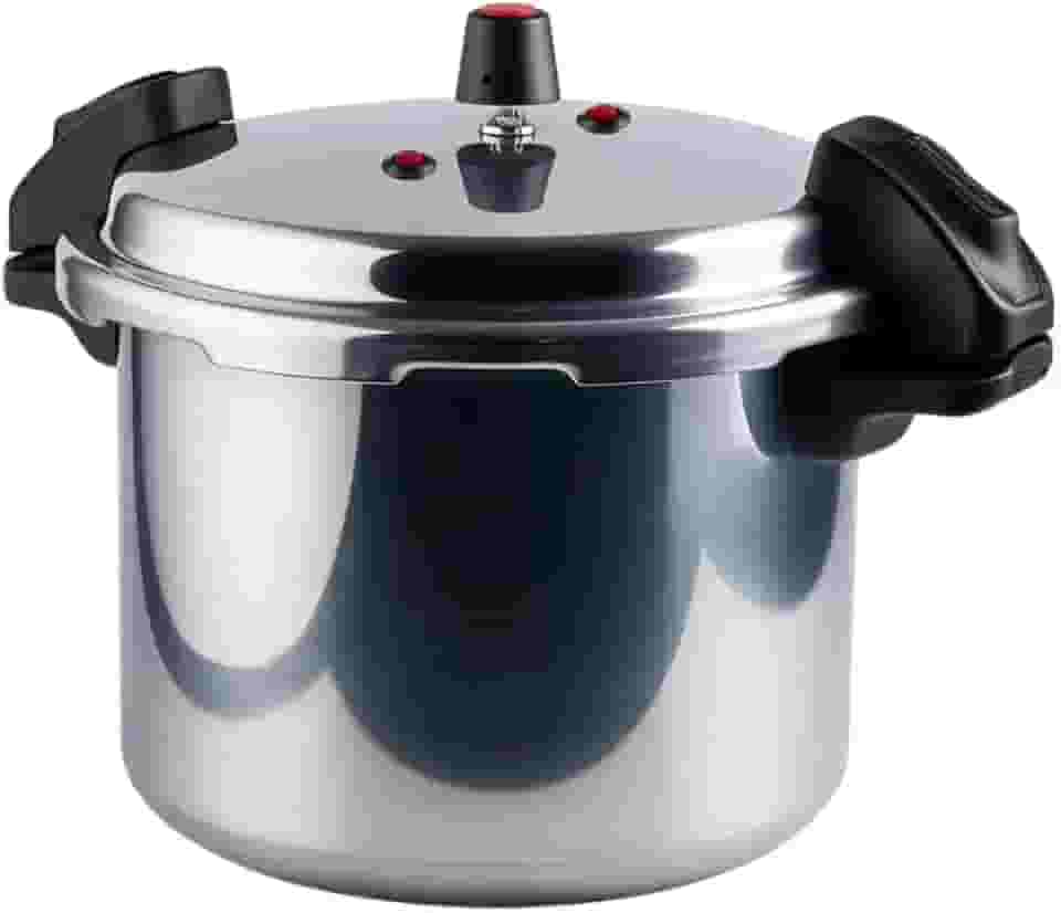 Panela de Pressão Industrial com Fechamento Externo, Alumínio Polido, 24 Litros, 43.5x36x44 cm, Válvula Dupla de Segurança