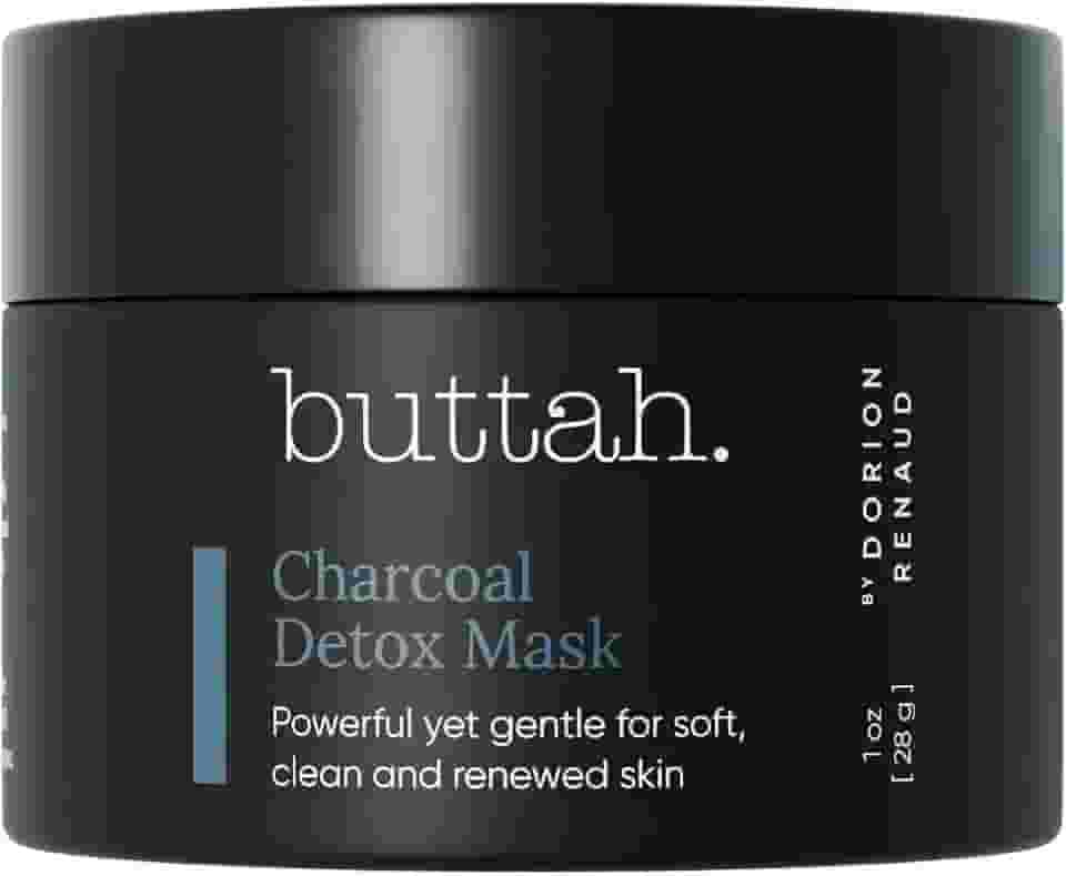 Máscara de desintoxicação de carvão Buttah Skin 30 ml - Carvão ativado - Manteigas africanas - Água de rosas - Máscara desintoxicante e de limpeza profunda para pele rica em melanina - Cuidados com a
