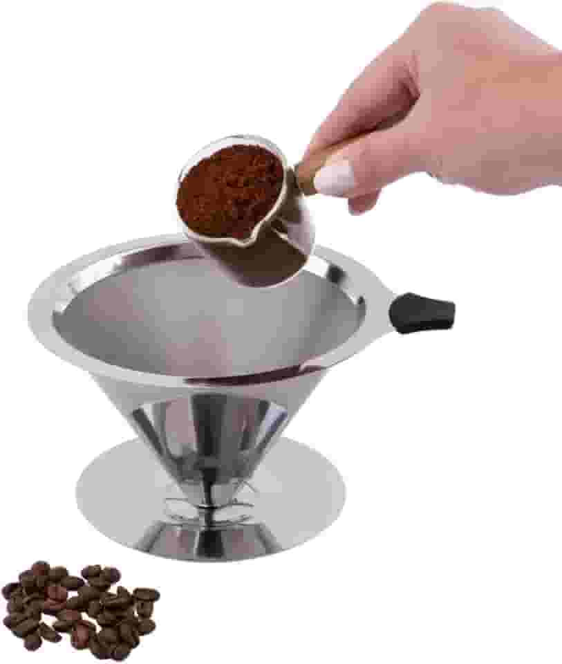 Filtro De Café Coador Inox 104 Extra Grande Reutilizável Lavável Portátil Individual Passador de Aço Inoxidável Não Precisa de Papel