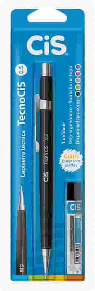 Lapiseira Técnica 0.5mm + Grafite, CiS, TecnoCis, 250.5001, Preto, 1 Unidade
