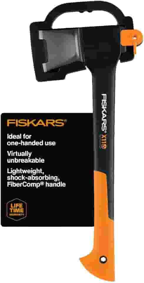 Fiskars Machado divisor X11, cortador de galho de árvore de 43 cm e machado de madeira para troncos pequenos com alça de absorção de choque