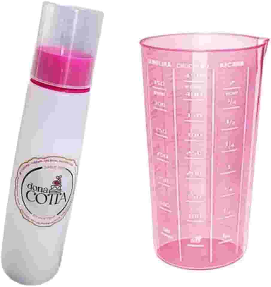 Kit Confeitaria Bisnaga de Umedecer Bolo + Copo Medidor Rosa - Injetemp