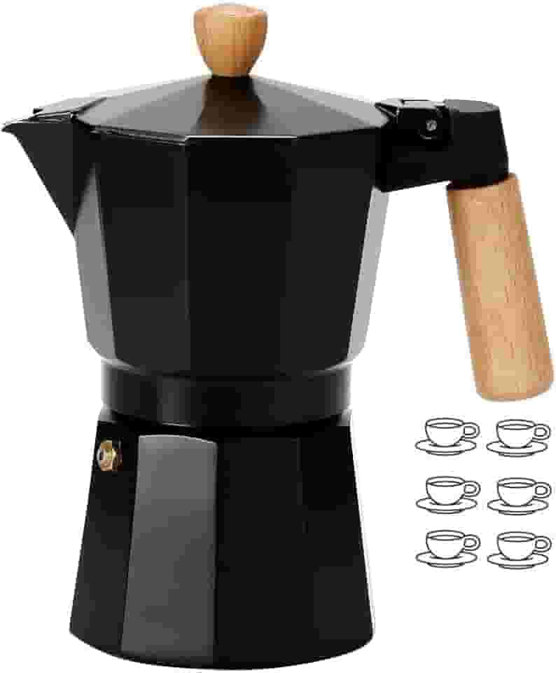 Cafeteira Preta de Fogão Moka Italiana Expresso Aluminio até 6 Xícaras - B2T