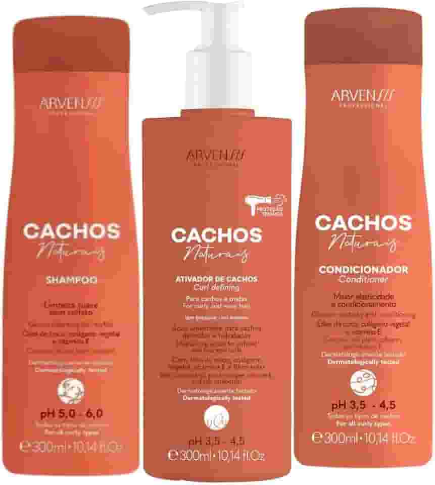 Kit Arvensis Cachos Naturais Ondulados e Cacheados Shampoo + Condicionador + Ativador 300ml