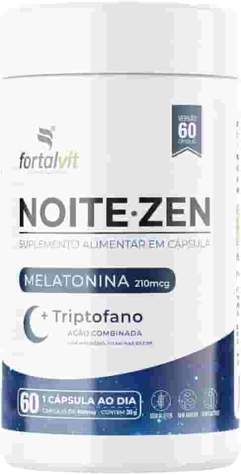 NOITE.ZEN - Melatonina 0,21 mg, L-Triptofano, Magnésio, Vitaminas B3 e B9, 60 cápsulas, 2 Meses de Uso, Fortalvit