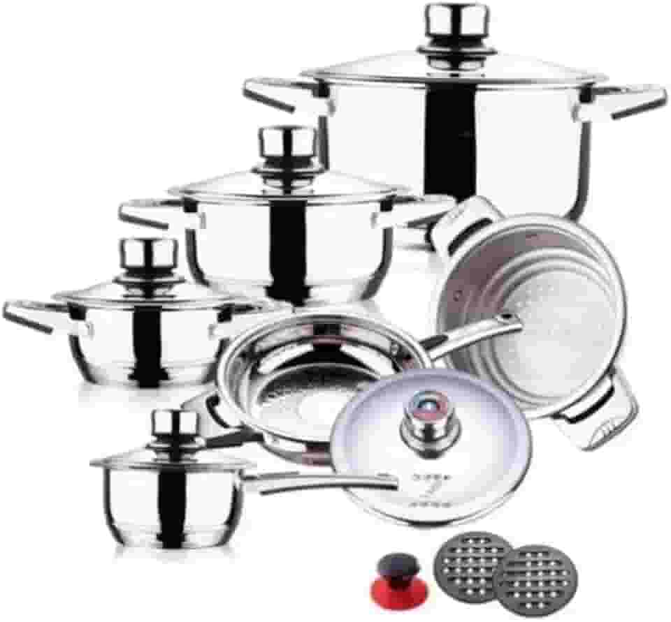 Jogo De Panelas Alemãs de Aço Cirurgico Inox 19 Peças