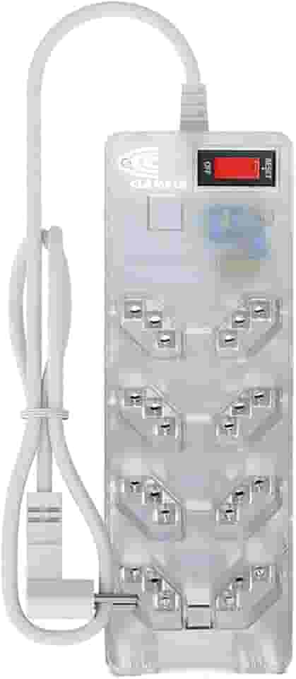 Filtro de Linha iCLAMPER Energia 8 com Proteção contra Surtos Elétricos(DPS) 8 Tomadas, 3 Pinos, 10 Amperes para PC, Notebook, Monitor, Impressora, PS5, Alexa e etc, Bivolt, Cabo de 1m Transparente