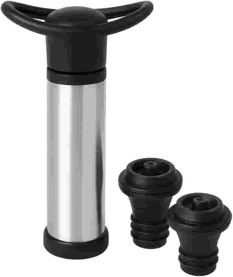 Kit Bomba De Vácuo Para Vinho Inox Com 2 Rolhas De Silicone