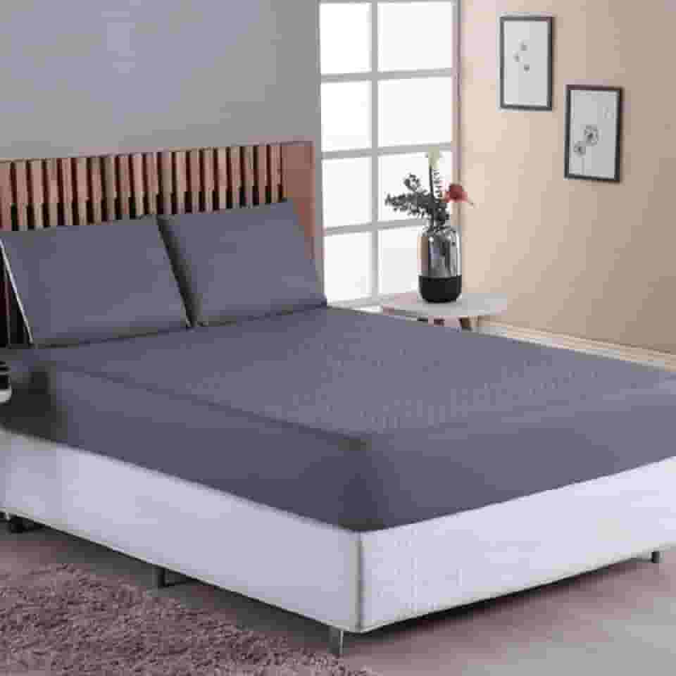 Capa Para Colchão Protetor Impermeavel Silencioso Matelado Antibacteriano Antialérgico Varios Tamanhos Casal Padrão Queen King Size Solteiro (Cinza, Casal Padrão)