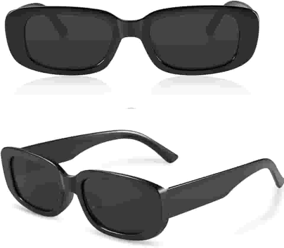 Óculos De Sol Unissex Tendência Retrô Vintage Retangular Preto Blogueira Moda