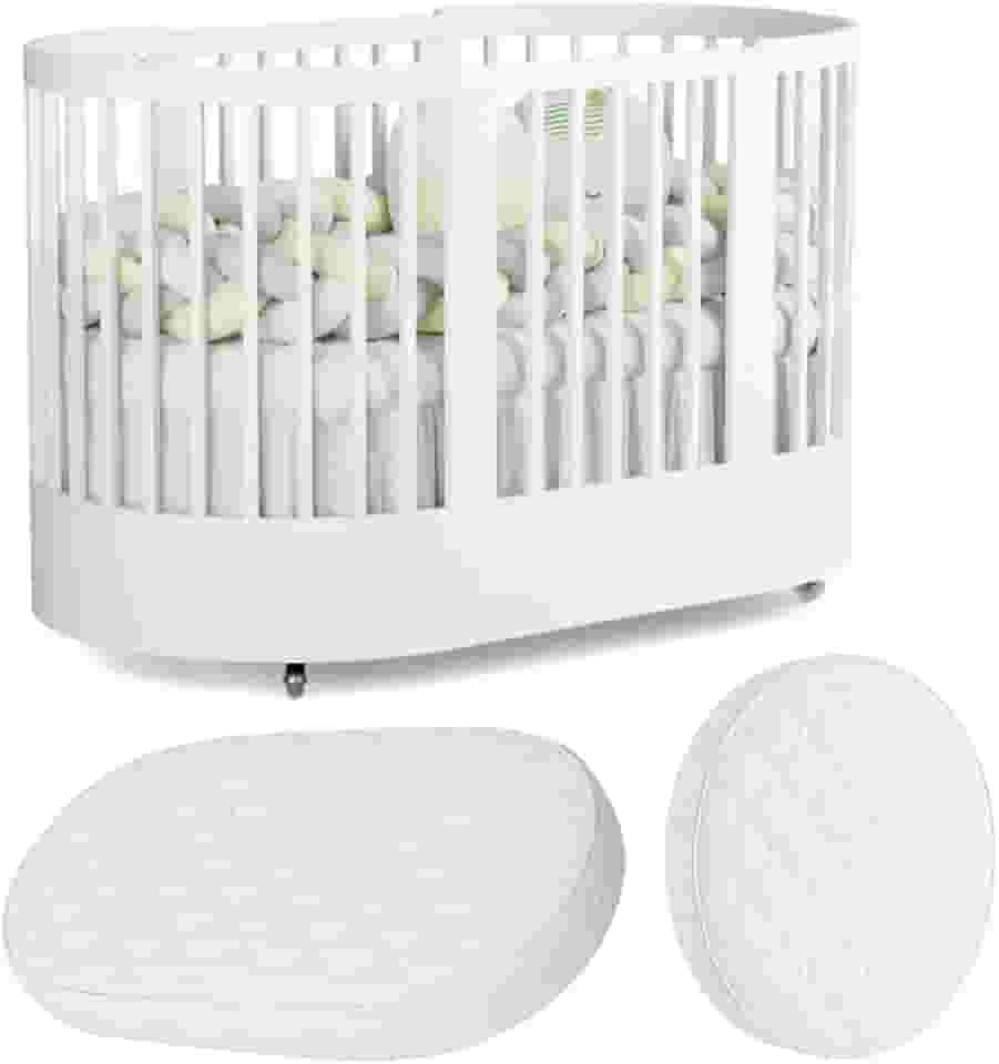 Berço Redondo Evolutivo Crescer 3 em 1 Coleção Wave Divicar Fabricado em MDF e Madeira Maciça Eucalipto (BRANCO)