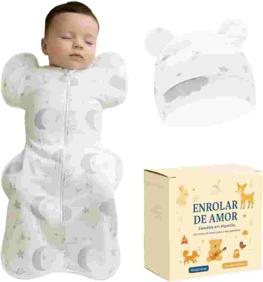 Swaddle Dream Up – Charutinho, Saco de Dormir Ajustável e Cueiro, Swaddle de Transição, Melhora o Sono e Acalma o Reflexo do Susto – Essencial para Recém-nascidos (0 a 3 meses) Nuvens P