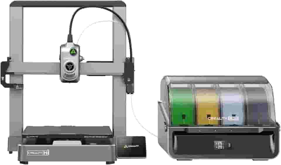Impressora 3D Creality Hi Combo (inclui CFS), Impressão Multicolorida, Velocidade Máxima de 500 mm/s, Calibrações Automáticas para Leitura de Filamento, Nivelamento e Ajuste de PA