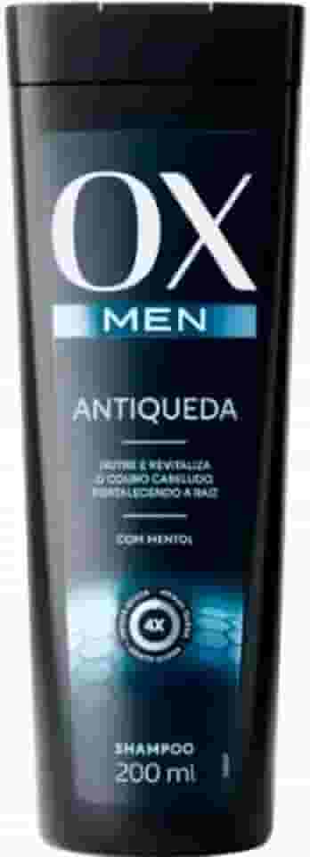 Shampoo Masculino Antiqueda OX Men Com Mentol, Nutre e Revitaliza o Couro Cabeludo, Fortalece a Raiz, 200ml, Ideal Para Cabelos Fracos e Quebradiços, Composto Vitamínico B3, B5, C e E