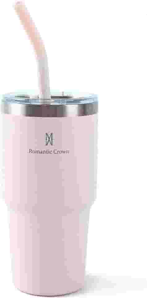 Copo Térmico de Aço Inoxidável 591ml, com Canudo e Tampa, Garrafa Termica Isolada a Vácuo Copos Garrafas Termo Pequeno Para Viagem Portátil, Para Água, Chá Gelado, Café, Smoothies e Muito Mais