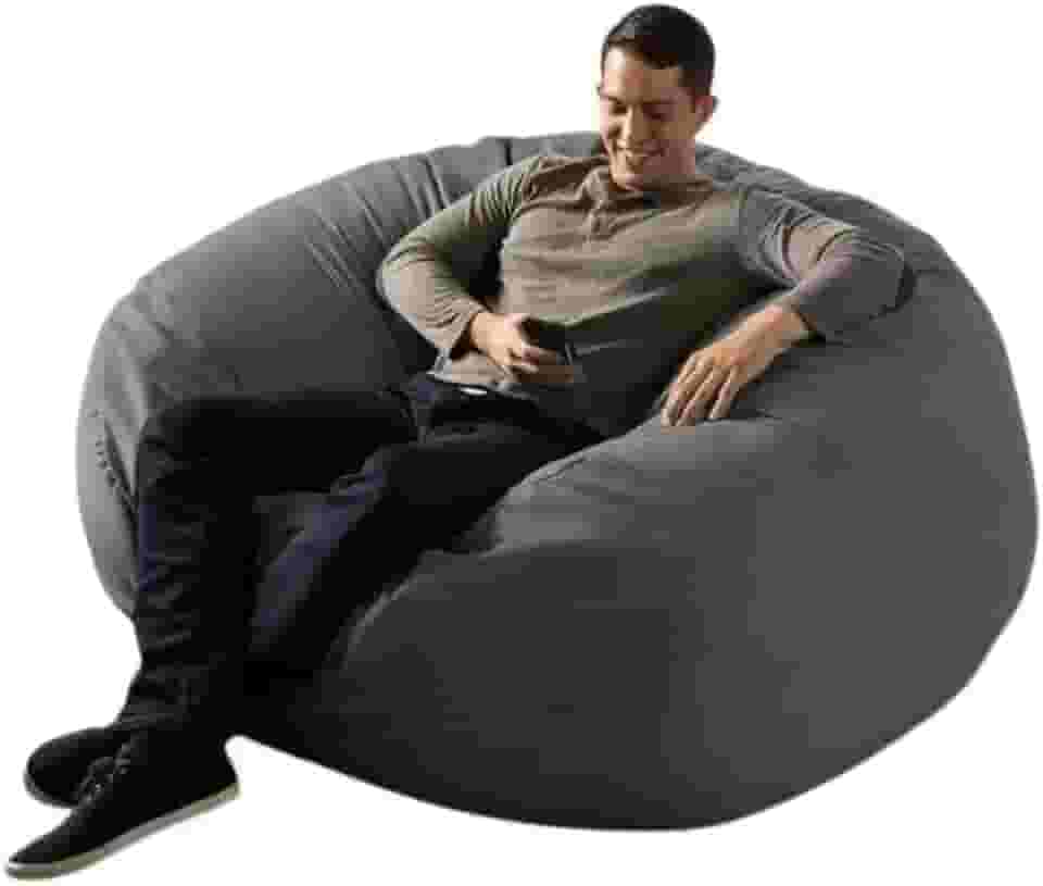 Pufe Gigante Redondo em Suede, 140cm x 20cm, Cinza, Sem Enchimento, com Zíper Duplo