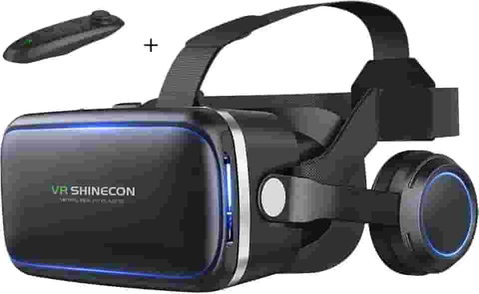Fone de Ouvido SHINECON VR, Oculos VR Ajustáveis, Oculos de Realidade Virtual Compatíveis com iPhone e Android, Presente para Crianças e Adultos