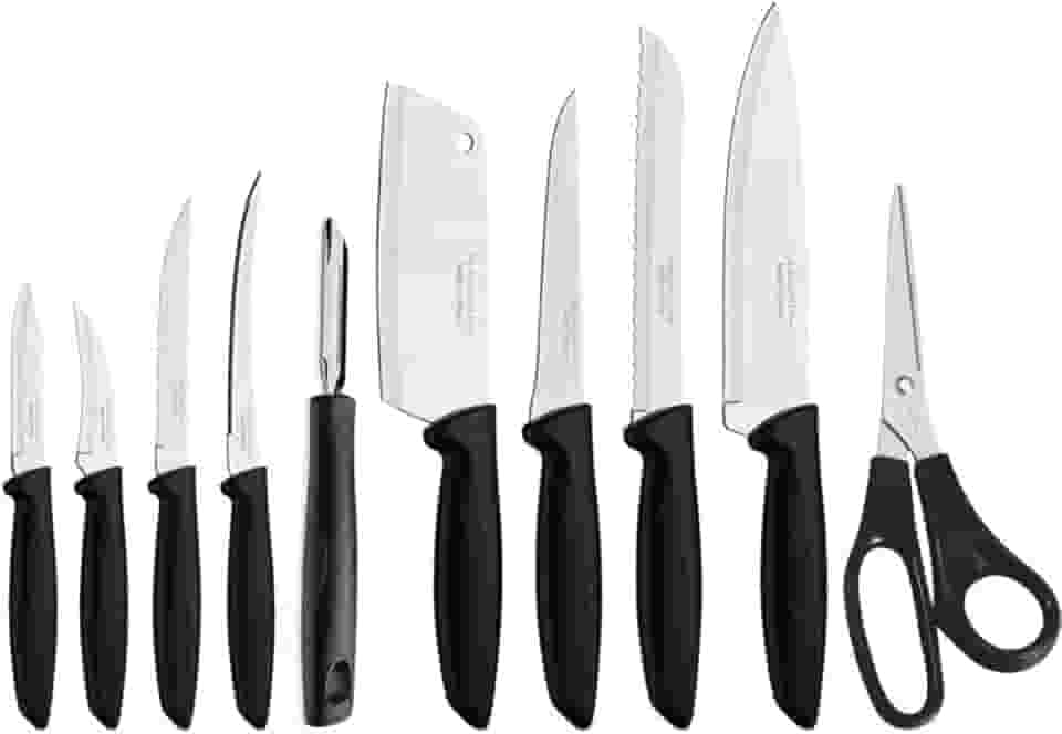 Jogo de Facas Tramontina Plenus com Lâminas em Aço Inox e Cabos de Polipropileno Preto 10 Peças