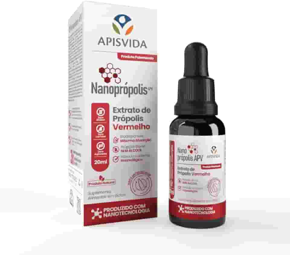 Apis Vida Nanoprópolis APV® - Extrato de Própolis Vermelho - Estimula o Sistema Imunológico - Sem Álcool e Zero Glutén - 20ml