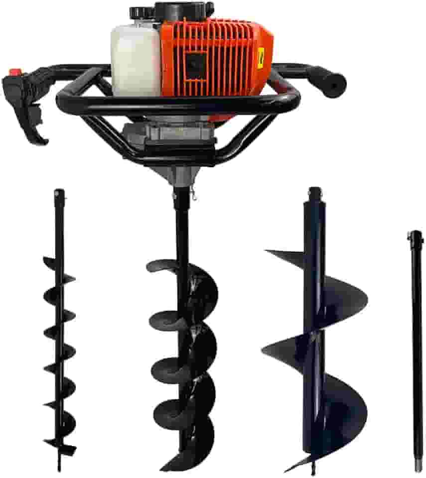 Perfurador de Solo a Gasolina 52cc 2,5HP com Brocas 80x10 + 80x15 + 80x30+ Extensão 60cm Carbon Fak