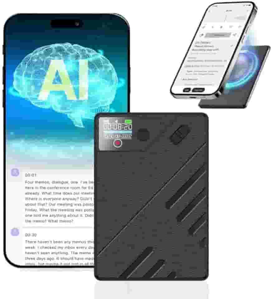 Gravador de Voz, com Transcrição de Voz em Texto Ia, Gravador de Voz e Ligações, 64GB, Tempo de Gravação de 50 Horas, Distância de Gravação de 5-10 Metros, Pode Ser Traduzido em 60 Idiomas ﻿