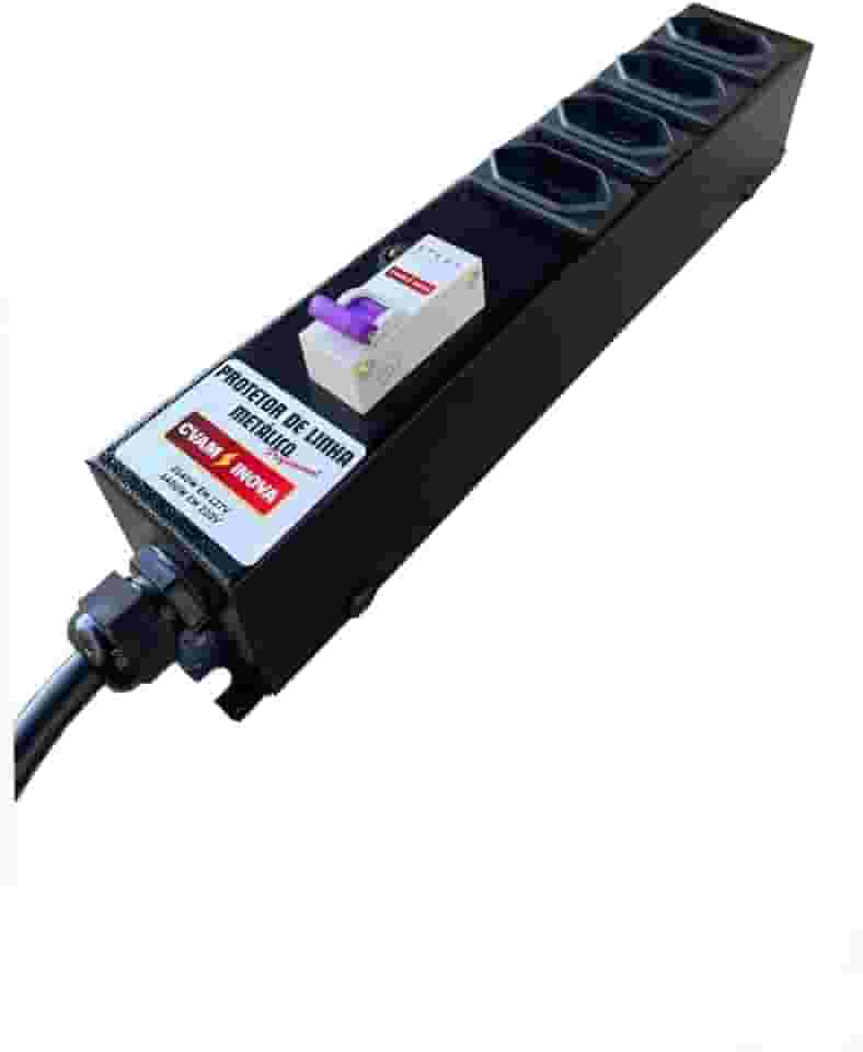 Filtro De Linha Regua Disjuntor 4 Tomadas 20a Preto 127/220