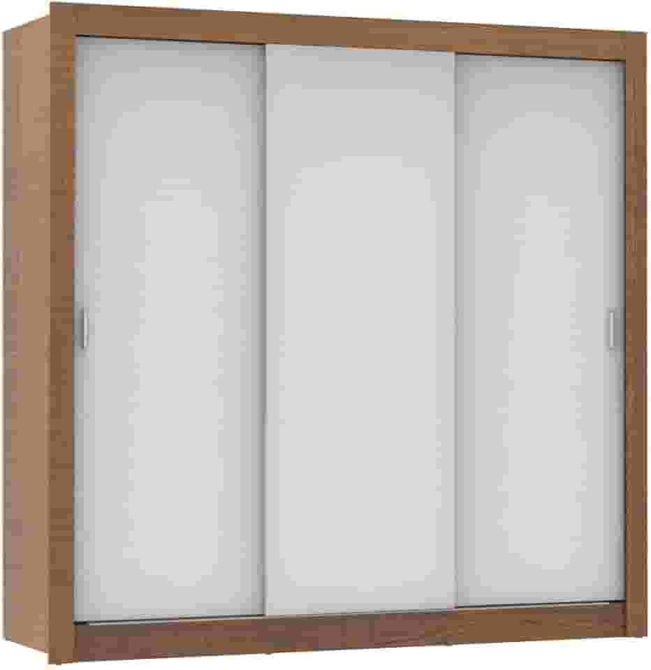 Guarda Roupa Casal Madesa Mônaco 3 Portas de Correr - Rustic/Branco