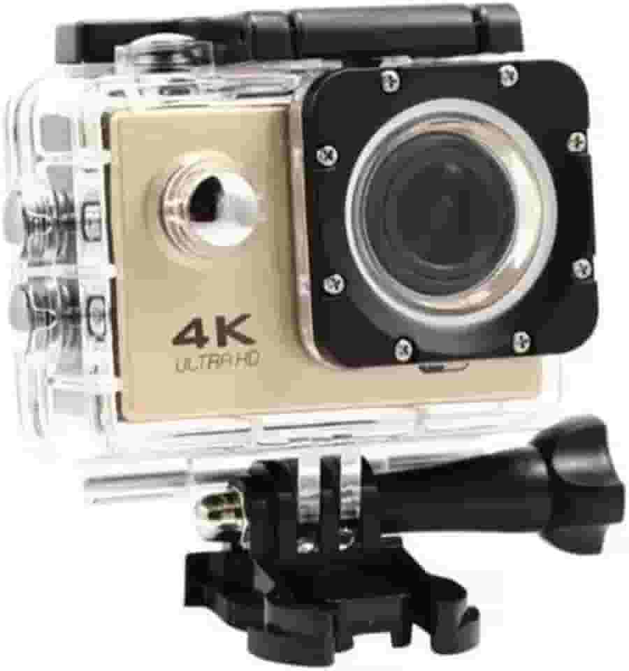 Câmera Esportiva Action Pro 4K Ultra HD Wifi, À Prova D'Água até 30 Metros, Tela LCD, 30FPS Bike Surf Ideal para Esportes Radicais (Dourado)