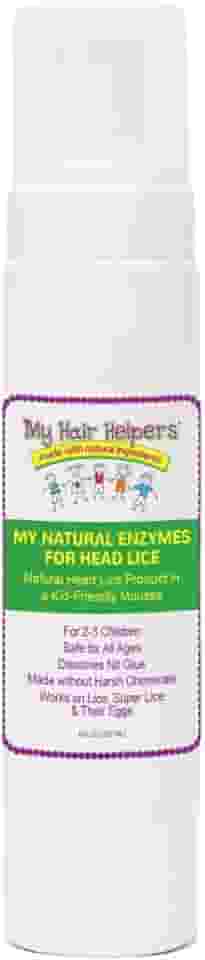 Enzimas naturais para remoção de piolhos da My Hair Helpers - mousse dissolve naturalmente a cola de lêndeas - Funciona em 2 a 3 crianças, 20 ml