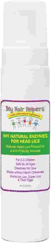 Enzimas naturais para remoção de piolhos da My Hair Helpers - mousse dissolve naturalmente a cola de lêndeas - Funciona em 2 a 3 crianças, 20 ml