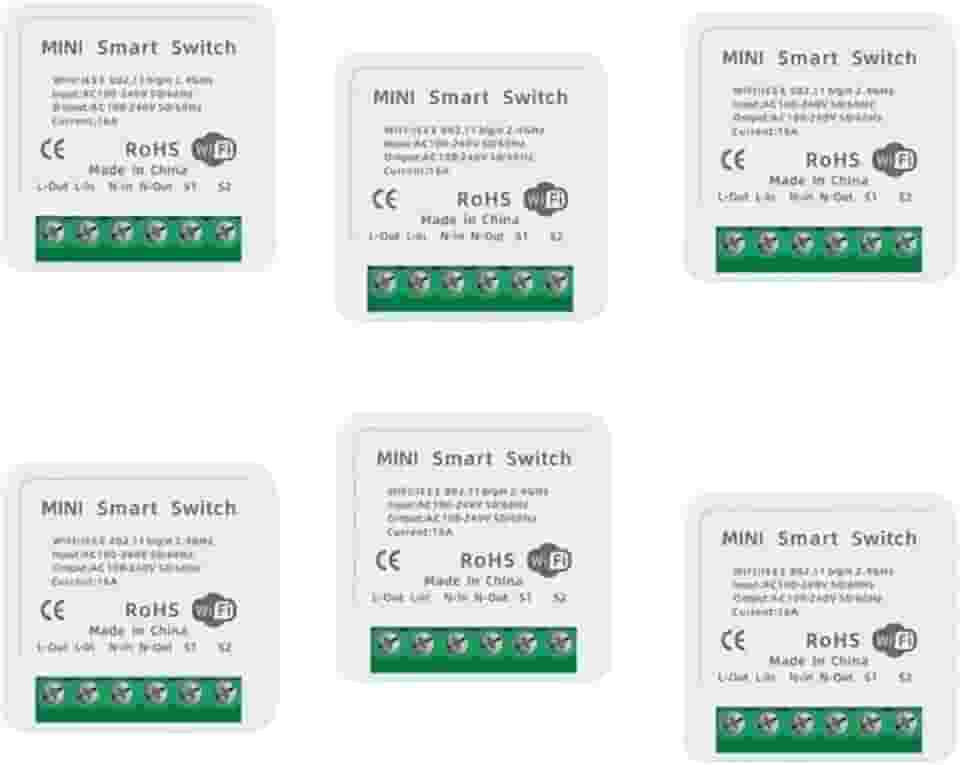 Kit 6 Mini Interruptor Inteligente Smart Switch 16A Wifi Automação Alexa Google