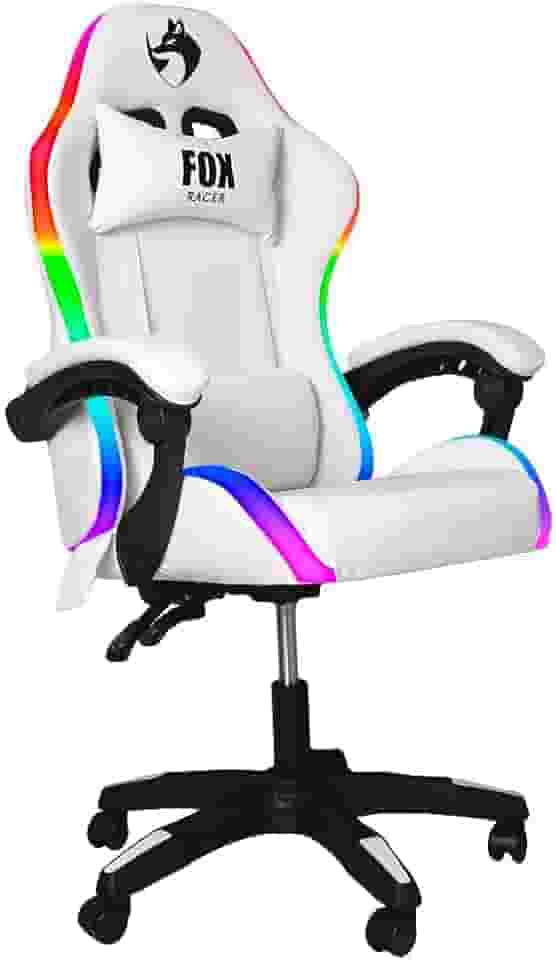 Cadeira Gamer Fox Racer Nordic Rgb Encosto Ajustavel Branca Até 120kg