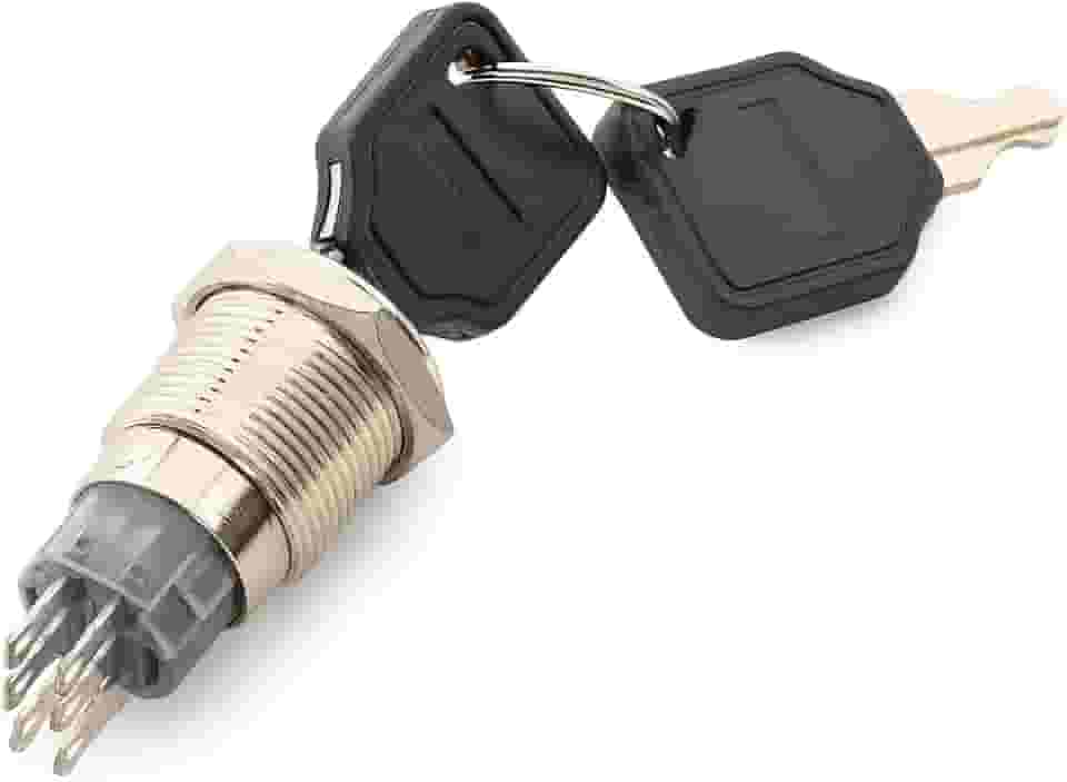 Bloqueio de chave de 16 mm, 6 pinos DPDT 2NO-2NC 3 posições sistemas de interruptor de bloqueio de trava para montagem em painel, painéis de controle, máquinas de venda automática, industrial e de