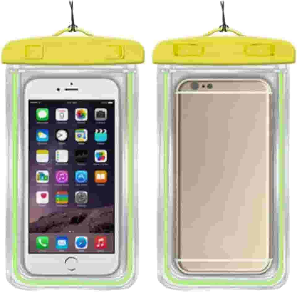 Capa Case Kit 2 Unidades A Prova D'água Impermeável para Celular Smartphone Capinha com Alça Universal Proteção 360º Completa Sensível ao Toque (Amarelo)