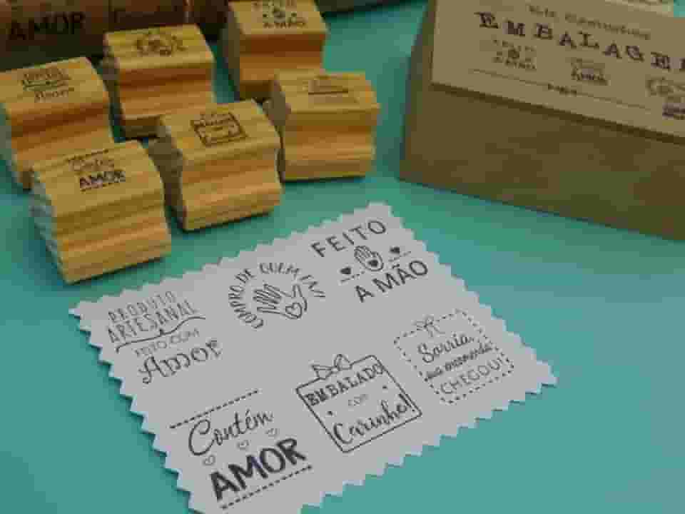 Nova Carimbos Kit de Selos Quadrado Madeira 2,5x2,5 cm